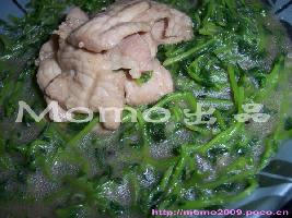 肉片炒豆苗