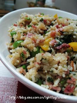 培根菜心炒饭
