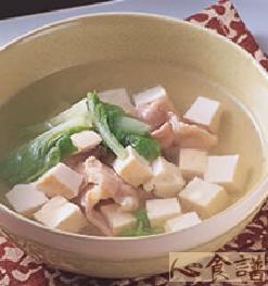 青菜豆腐肉片汤