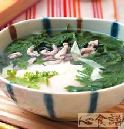 角菜肉丝蛋包汤