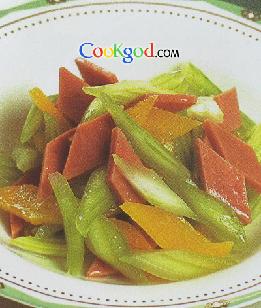 西芹菠萝炒火腿