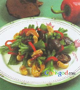 芥蓝腰果炒香菇