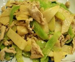 肉片炒莴笋和冬笋