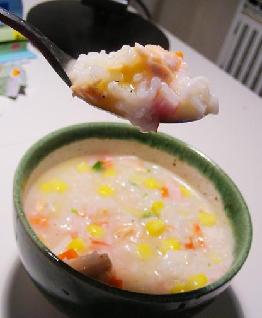 晚餐---【三文鱼蔬菜粥】